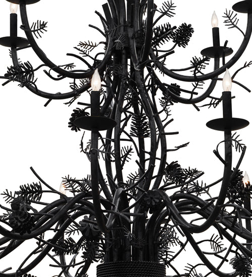 Meyda Lighting Pinecone 60" 24-Light 3-Tier Chestnut Chandelier With Faux Candlelight