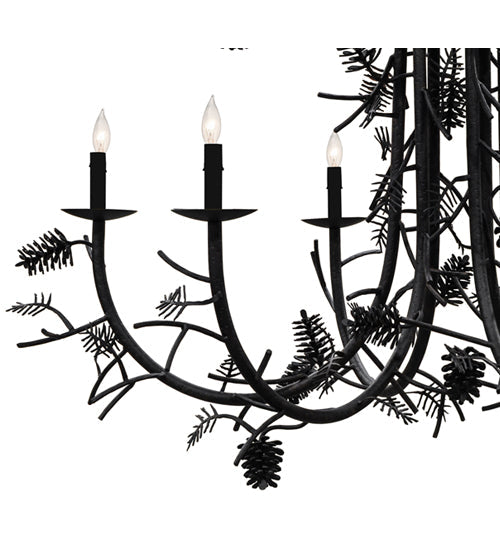 Meyda Lighting Pinecone 60" 24-Light 3-Tier Chestnut Chandelier With Faux Candlelight