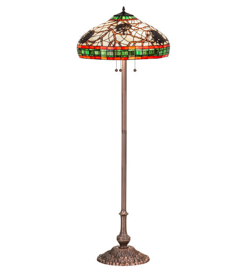 Meyda Lighting Pinecone 61" 3-Light Floor Lamp With Multi-Colored Shade Glass