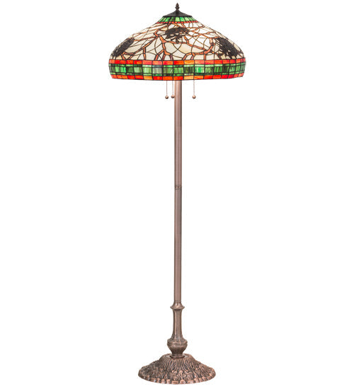 Meyda Lighting Pinecone 61" 3-Light Floor Lamp With Multi-Colored Shade Glass