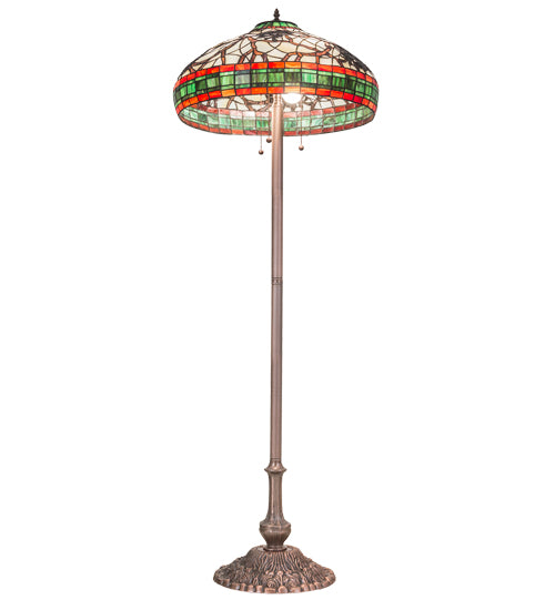 Meyda Lighting Pinecone 61" 3-Light Floor Lamp With Multi-Colored Shade Glass