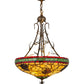 Meyda Lighting Pinecone 68068 24" 4-Light Antique Copper Inverted Pendant Light With Multi-Colored Shade Glass
