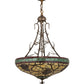 Meyda Lighting Pinecone 68068 24" 4-Light Antique Copper Inverted Pendant Light With Multi-Colored Shade Glass