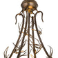 Meyda Lighting Pinecone 68068 24" 4-Light Antique Copper Inverted Pendant Light With Multi-Colored Shade Glass