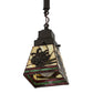 Meyda Lighting Pinecone 7" Mahogany Bronze Mission Mini Pendant Light With Multi-Colored Shade Glass