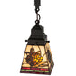 Meyda Lighting Pinecone 7" Mahogany Bronze Mission Mini Pendant Light With Multi-Colored Shade Glass