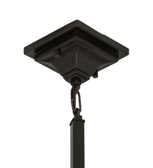 Meyda Lighting Pinecone 7" Mahogany Bronze Mission Mini Pendant Light With Multi-Colored Shade Glass
