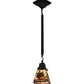 Meyda Lighting Pinecone 7" Mahogany Bronze Mission Mini Pendant Light With Multi-Colored Shade Glass
