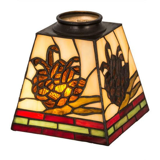 Meyda Lighting Pinecone 7" Mission Multi-Colored Shade Glass