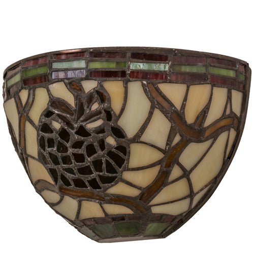 Meyda Lighting Pinecone 8" Bronze Wall Sconce With Multi-Colored Shade Glass
