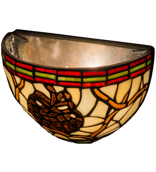 Meyda Lighting Pinecone 8" Bronze Wall Sconce With Multi-Colored Shade Glass