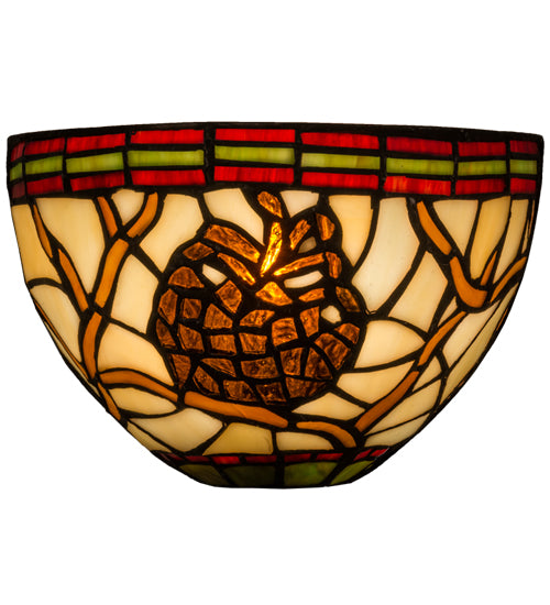 Meyda Lighting Pinecone 8" Bronze Wall Sconce With Multi-Colored Shade Glass