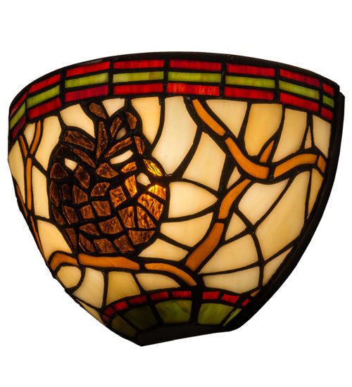 Meyda Lighting Pinecone 8" Bronze Wall Sconce With Multi-Colored Shade Glass