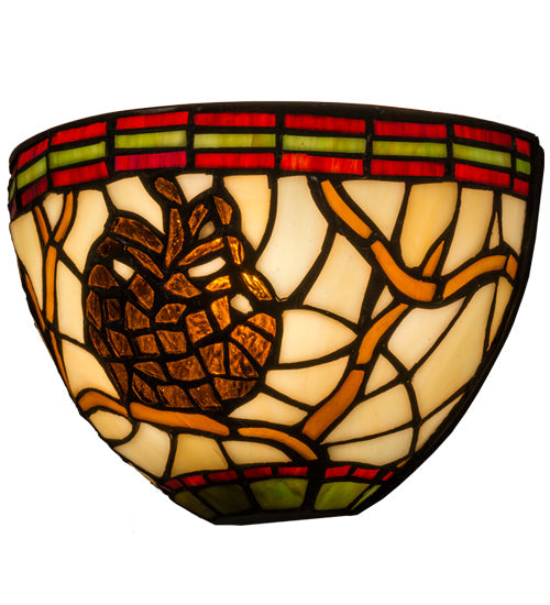Meyda Lighting Pinecone 8" Bronze Wall Sconce With Multi-Colored Shade Glass