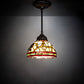 Meyda Lighting Pinecone 8" Mahogany Bronze Mini Pendant Light With Multi-Colored Shade Glass