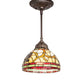 Meyda Lighting Pinecone 8" Mahogany Bronze Mini Pendant Light With Multi-Colored Shade Glass
