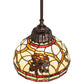 Meyda Lighting Pinecone 8" Mahogany Bronze Mini Pendant Light With Multi-Colored Shade Glass