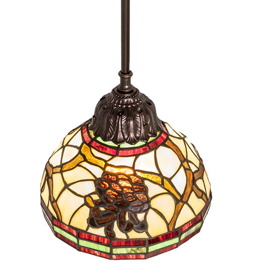 Meyda Lighting Pinecone 8" Mahogany Bronze Mini Pendant Light With Multi-Colored Shade Glass
