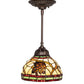 Meyda Lighting Pinecone 8" Mahogany Bronze Mini Pendant Light With Multi-Colored Shade Glass