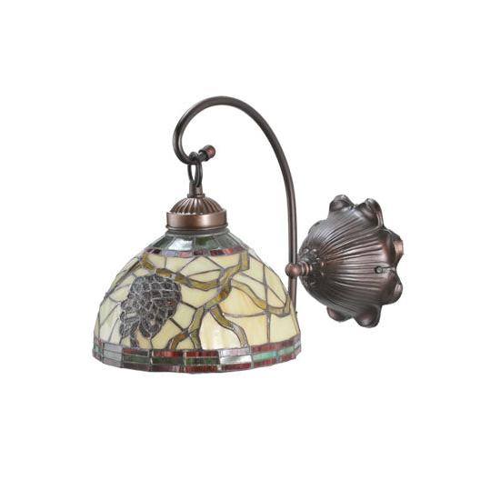 Meyda Lighting Pinecone 8" Mahogany Bronze Wall Sconce With Stained Shade Glass