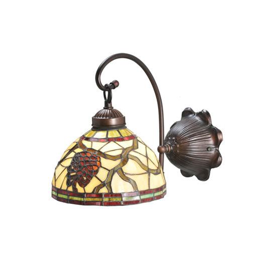 Meyda Lighting Pinecone 8" Mahogany Bronze Wall Sconce With Stained Shade Glass