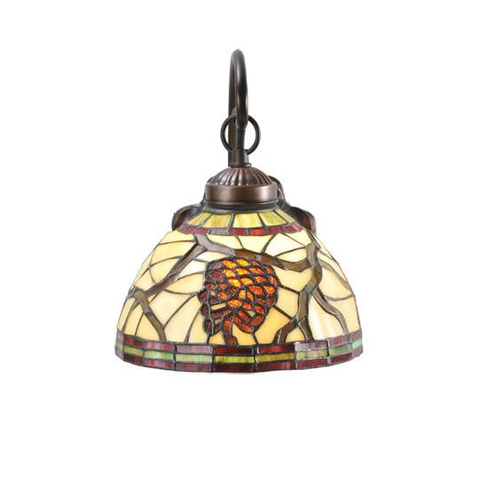 Meyda Lighting Pinecone 8" Mahogany Bronze Wall Sconce With Stained Shade Glass
