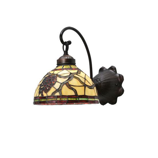 Meyda Lighting Pinecone 8" Mahogany Bronze Wall Sconce With Stained Shade Glass