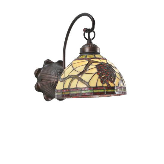 Meyda Lighting Pinecone 8" Mahogany Bronze Wall Sconce With Stained Shade Glass