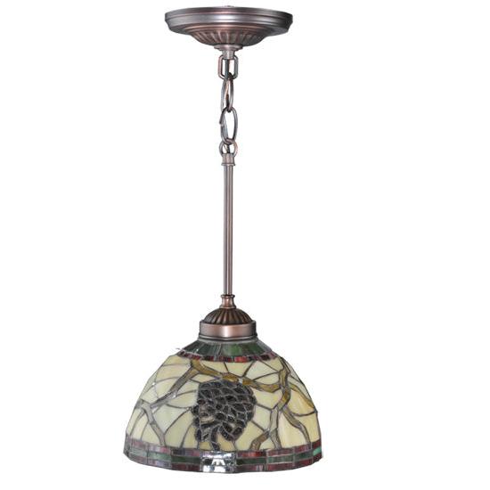 Meyda Lighting Pinecone 8" Mini Pendant Light With Stained Shade Glass