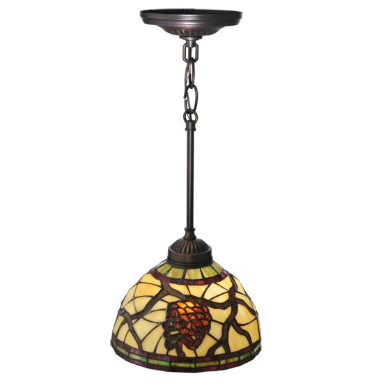 Meyda Lighting Pinecone 8" Mini Pendant Light With Stained Shade Glass