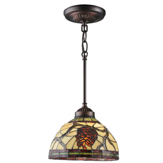 Meyda Lighting Pinecone 8" Mini Pendant Light With Stained Shade Glass