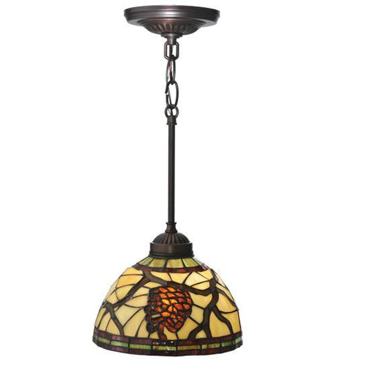 Meyda Lighting Pinecone 8" Mini Pendant Light With Stained Shade Glass