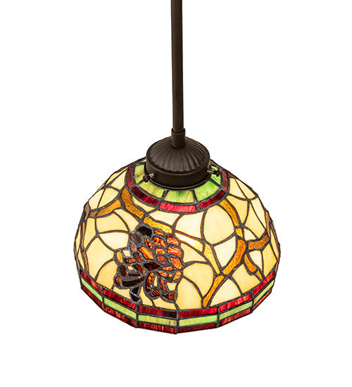 Meyda Lighting Pinecone 8" Oil Rubbed Bronze Mini Pendant Light With Multi-Colored Shade Glass