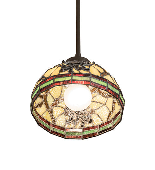 Meyda Lighting Pinecone 8" Oil Rubbed Bronze Mini Pendant Light With Multi-Colored Shade Glass
