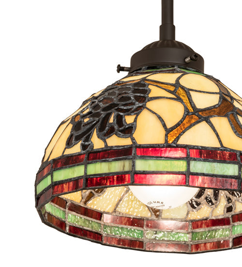 Meyda Lighting Pinecone 8" Oil Rubbed Bronze Mini Pendant Light With Multi-Colored Shade Glass