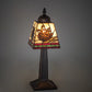 Meyda Lighting Pinecone Mission 15" Mahogany Bronze Mini Table Lamp With Multi-Colored Stained Shade Glass