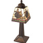 Meyda Lighting Pinecone Mission 15" Mahogany Bronze Mini Table Lamp With Multi-Colored Stained Shade Glass