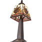 Meyda Lighting Pinecone Mission 15" Mahogany Bronze Mini Table Lamp With Multi-Colored Stained Shade Glass