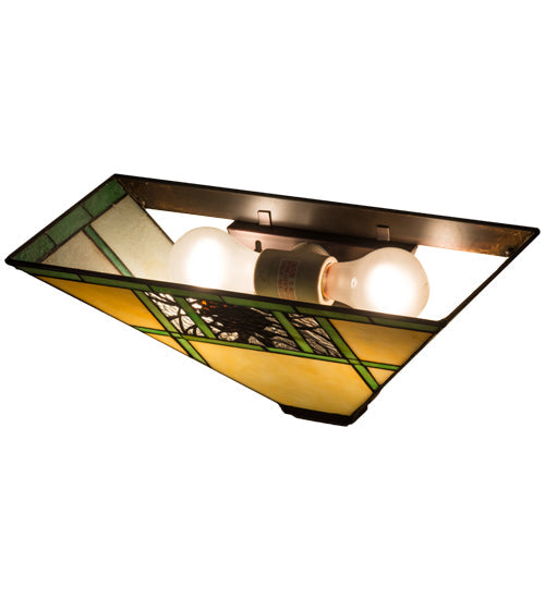 Meyda Lighting Pinecone Ridge 14" 2-Light Mahogany Bronze Wall Sconce With Multi-Colored Shade Glass