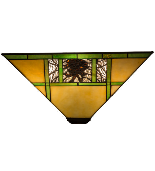 Meyda Lighting Pinecone Ridge 14" 2-Light Mahogany Bronze Wall Sconce With Multi-Colored Shade Glass