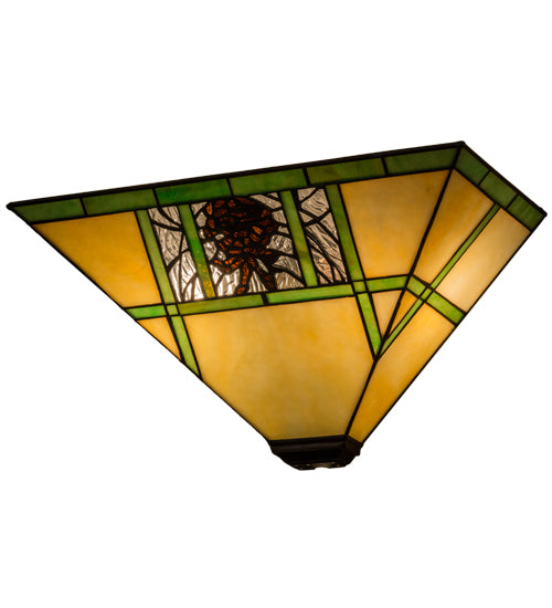 Meyda Lighting Pinecone Ridge 14" 2-Light Mahogany Bronze Wall Sconce With Multi-Colored Shade Glass