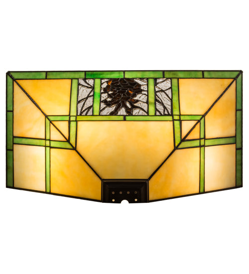 Meyda Lighting Pinecone Ridge 14" 2-Light Mahogany Bronze Wall Sconce With Multi-Colored Shade Glass