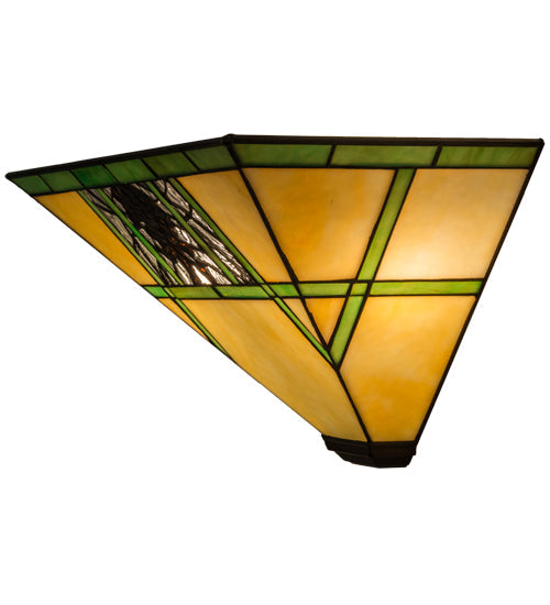 Meyda Lighting Pinecone Ridge 14" 2-Light Mahogany Bronze Wall Sconce With Multi-Colored Shade Glass