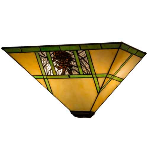 Meyda Lighting Pinecone Ridge 14" 2-Light Mahogany Bronze Wall Sconce With Multi-Colored Shade Glass