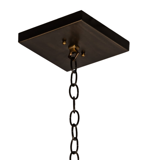 Meyda Lighting Pinecone Ridge 17" 4-Light Antique Copper Inverted Pendant Light With Multi-Colored Shade Glass