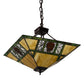Meyda Lighting Pinecone Ridge 180479 24" 4-Light Mahogany Bronze Inverted Pendant Light With Multi-Colored Shade Glass