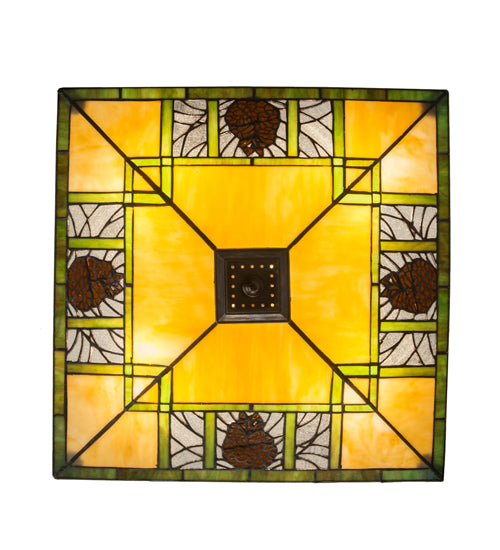 Meyda Lighting Pinecone Ridge 180479 24" 4-Light Mahogany Bronze Inverted Pendant Light With Multi-Colored Shade Glass