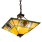 Meyda Lighting Pinecone Ridge 180479 24" 4-Light Mahogany Bronze Inverted Pendant Light With Multi-Colored Shade Glass