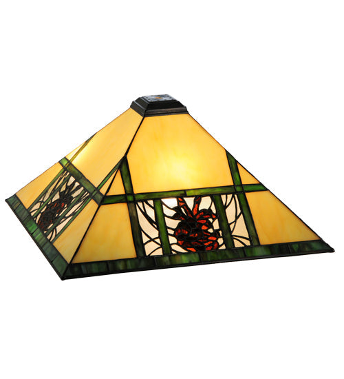 Meyda Lighting Pinecone Ridge 20" 2-Light Mahogany Bronze Flush Mount Light With Multi-Colored Shade Glass
