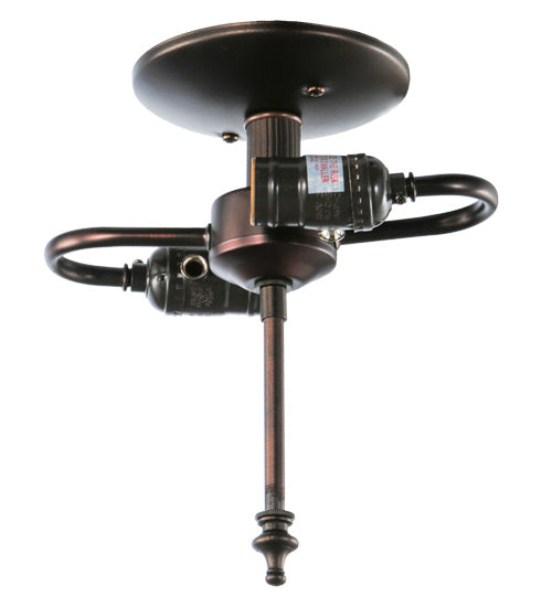 Meyda Lighting Pinecone Ridge 20" 2-Light Mahogany Bronze Flush Mount Light With Multi-Colored Shade Glass